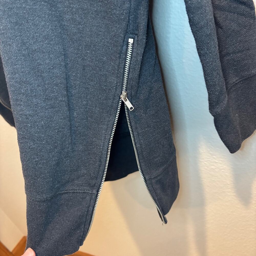 Aerie Dark Grey Hooded Sweatshirt w Fabric Draw Strings and adjustable sides M - Picture 3 of 6